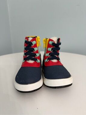 Children's Navy and Red Boots with Yellow Accents